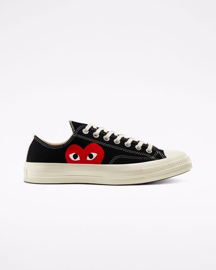 Zapatillas Bajas Converse x Comme des Garçons PLAY Chuck 70 Mujer Negras Blancas Rojas | PE 0E25LP